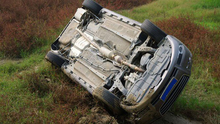 Car fliped over after a car crash