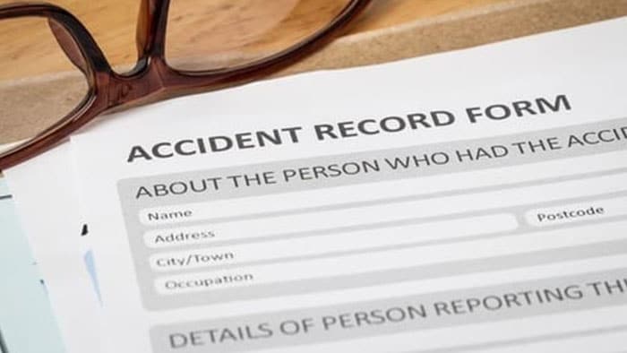 Up close shot of a blank accident record form.