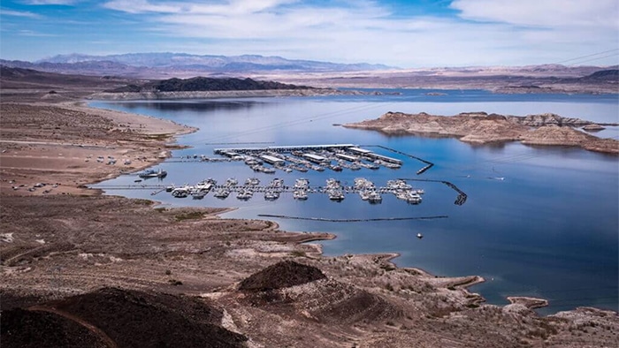 group of boats on lake mead