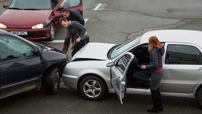 Two cars in a car accident