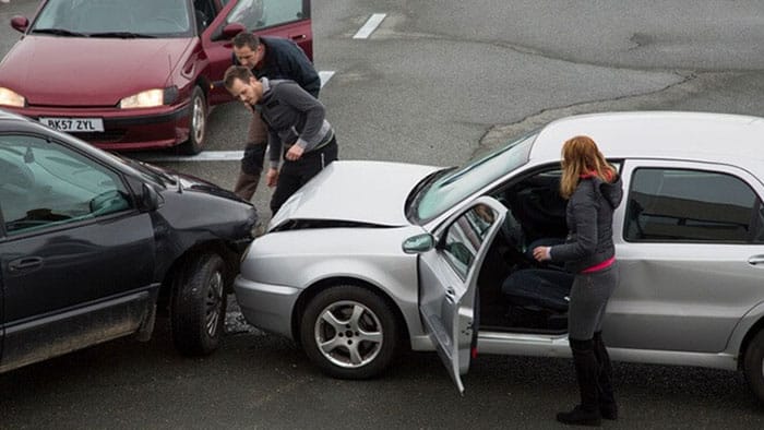 two cars in a car accident