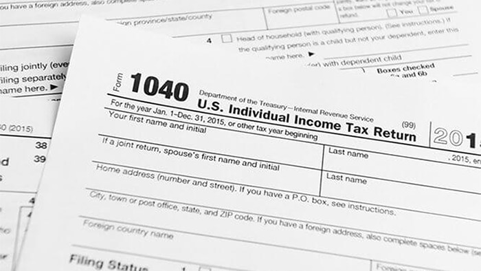 Up close shot of a blank 1040 Tax Form.