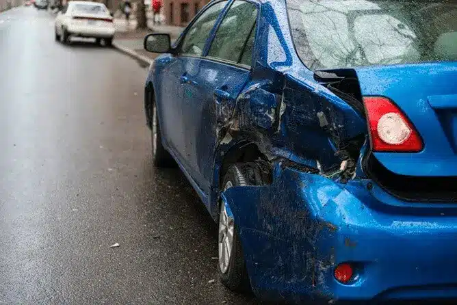 Nevada Revised Statutes 484E.020 – Hit And Run Laws 57 Blue car with a crushed backend after a car accident