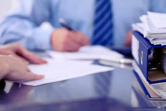 Personal injury lawyer works on pretrial motion