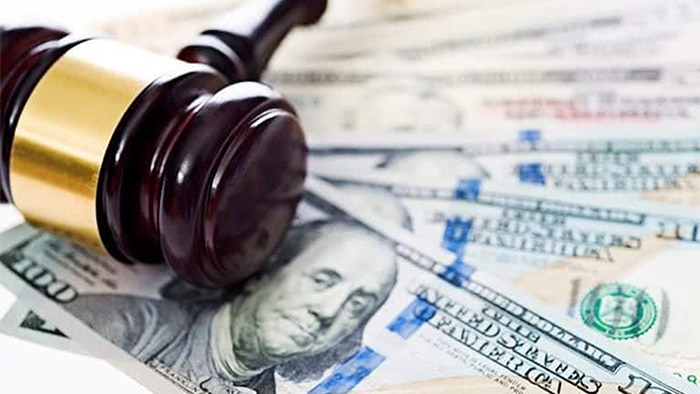 Justice gavel on money