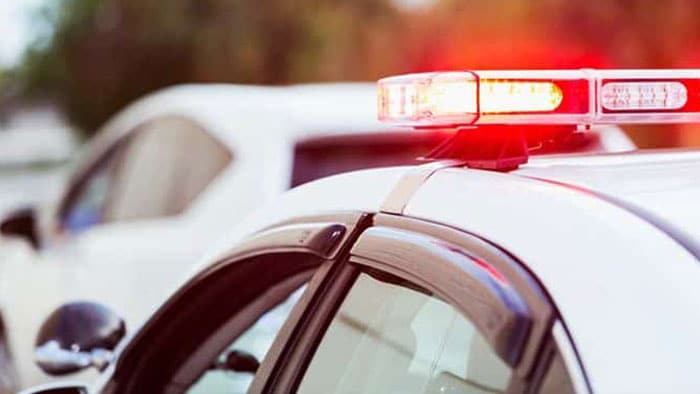 Cop car with lights on