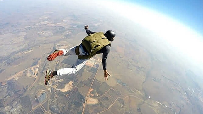 person sky diving