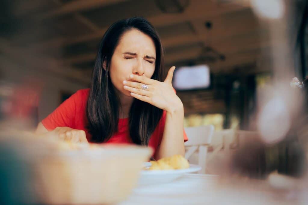 Woman sick from food