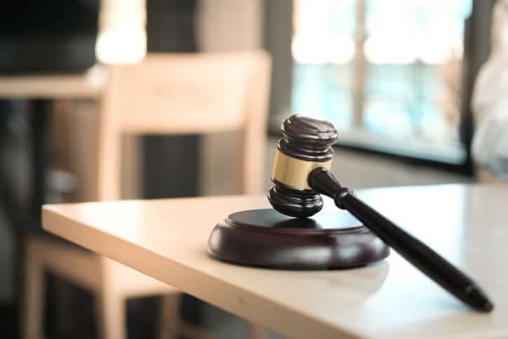 A gavel on a personal injury attorney's desk. 