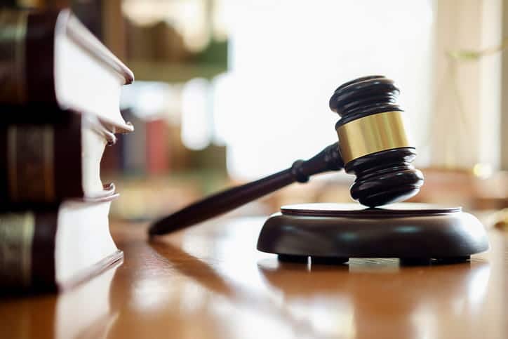 A gavel on a personal injury attorney's desk. 