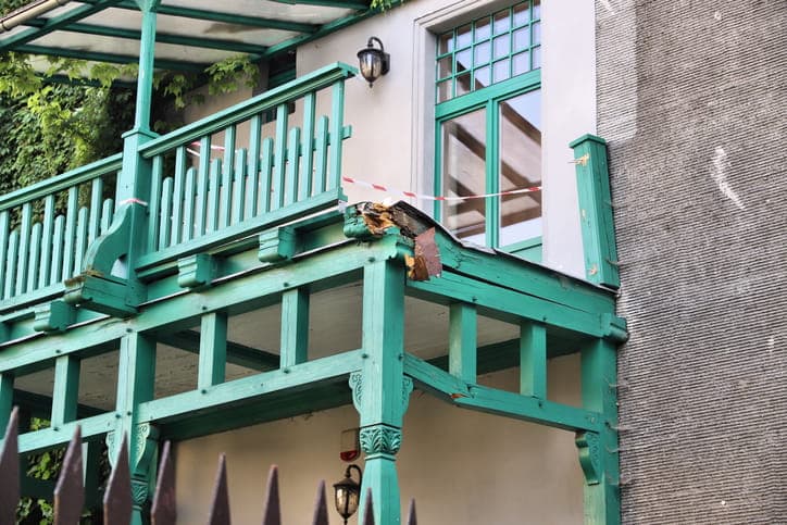 A broken balcony railing.