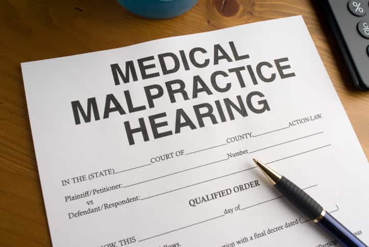 A blank form that's titled: "Medical Malpractice Hearing."