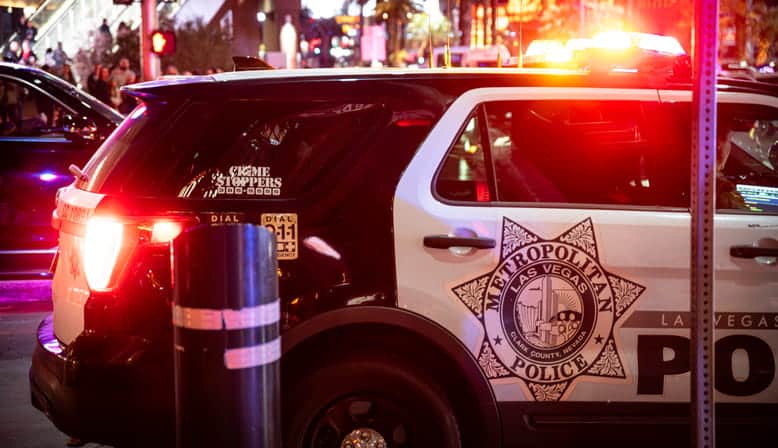 What You Need To Know About Personal Security Issues In Downtown Las Vegas 1 A las vegas metropolitan police vehicle with its lights on.