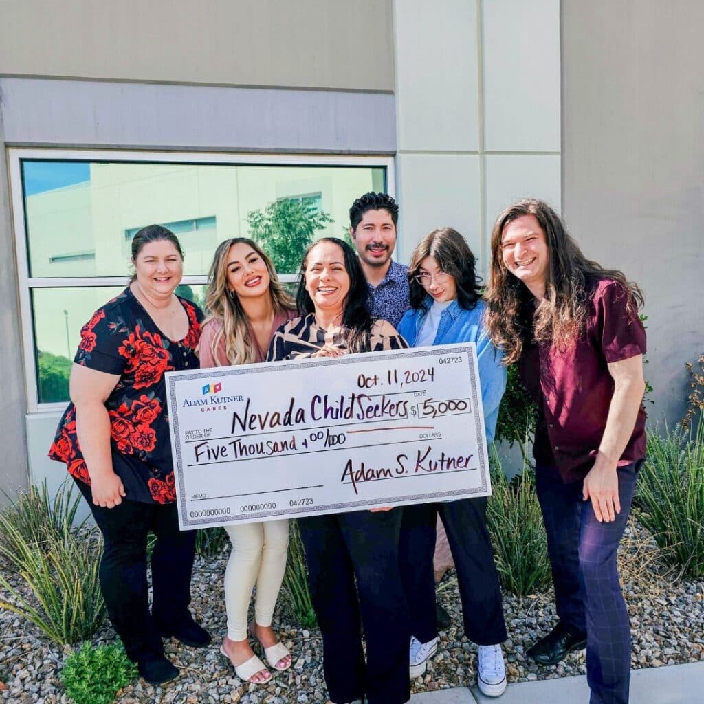 Nevada Child Seekers 1 Adam kutner cares organization donation of 5,000 dollars to nevada child seekers.
