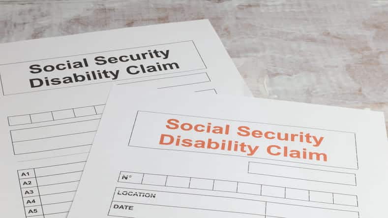 Two forms that read "social security disability claim. "