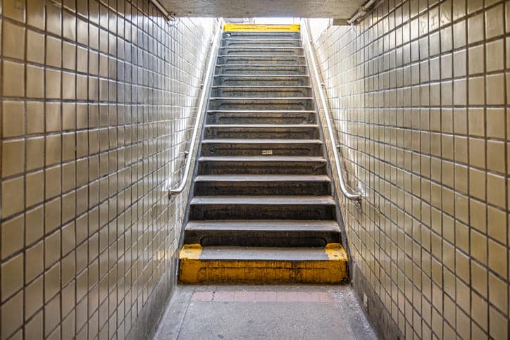A concrete stairwell.