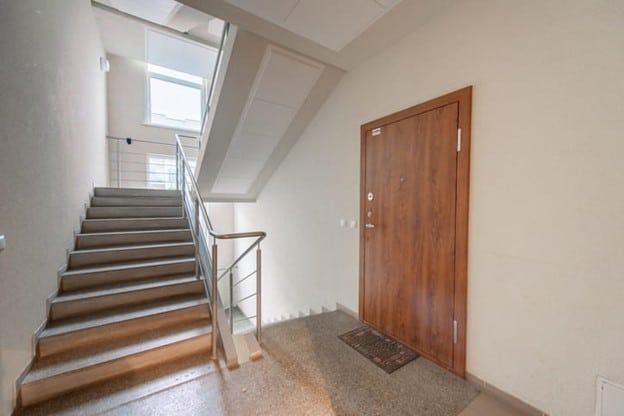 An apartment stairwell.