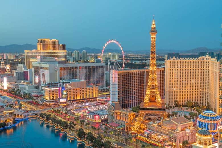 An aerial shot of las vegas.